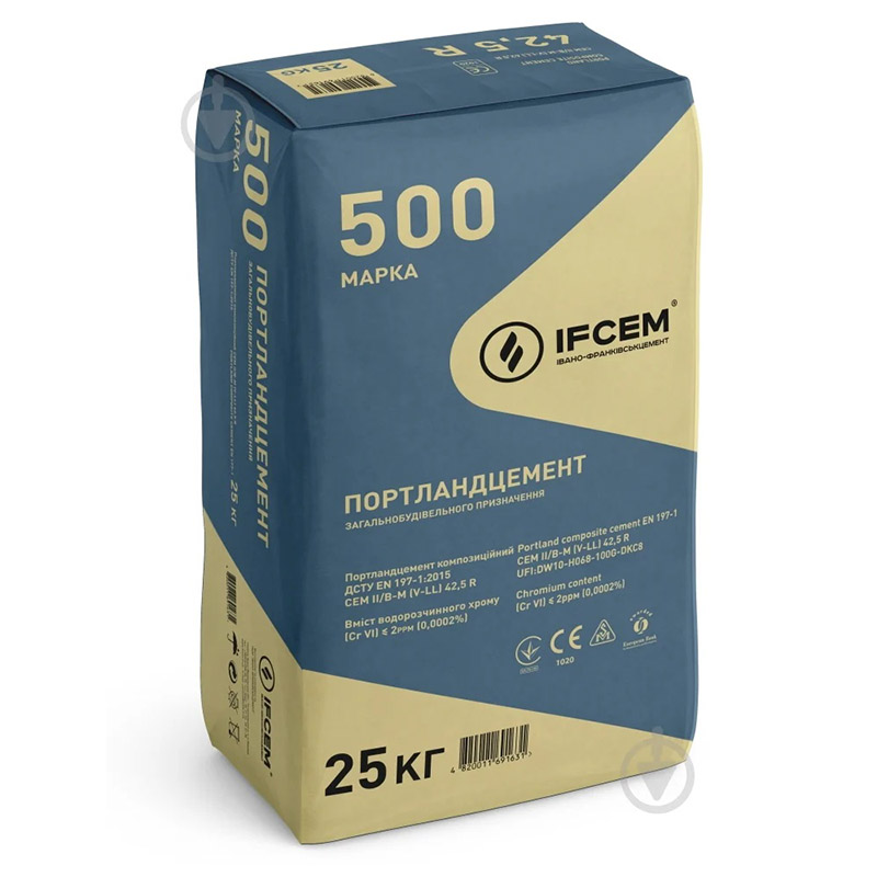 Цемент IFCEM ПЦ ІІ/Б-К 500 25 кг (CEM II/B-M (V-LL) 42,5 R)